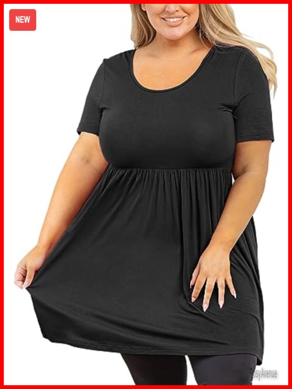 Women's Plus Size Short Sleeve Scoop Neck Babydoll Tunic Top